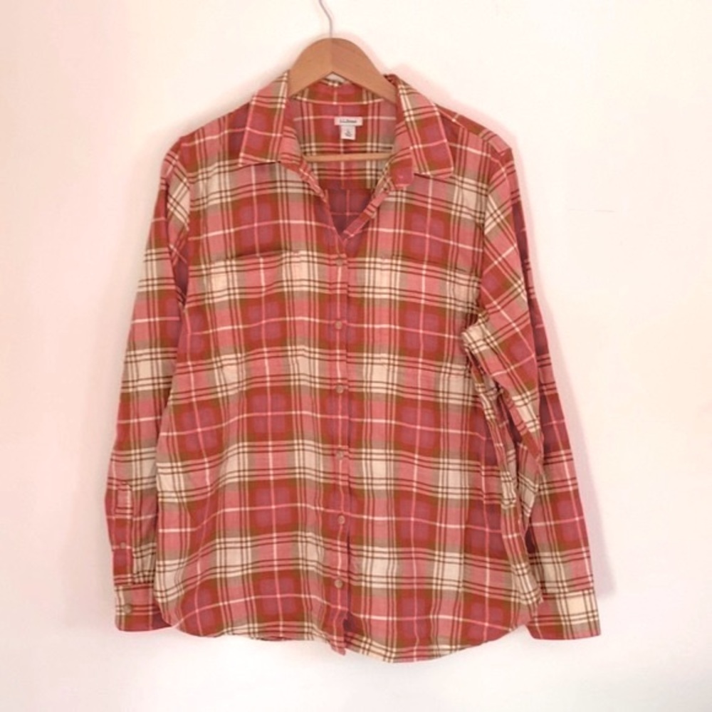 LL Bean women’s plaid button down shirt